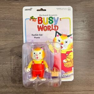 🆕 Richard Scarry Busy World Huckle Cat Picnic Figure - 90s Vintage Collectible